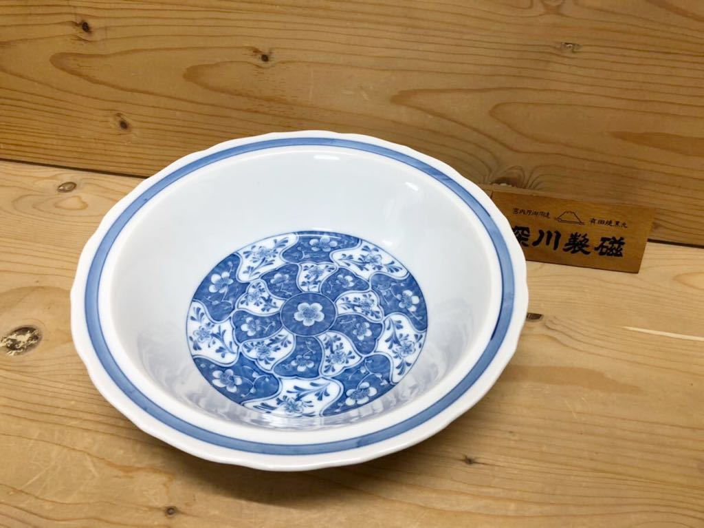 ◆新品◆深川製磁/染付花/盛鉢/1点◆深鉢/菓子器/業務用食器◆未使用/当店展示品/訳有り/定価より値下げ/商品説明をご覧下さい◆_画像1