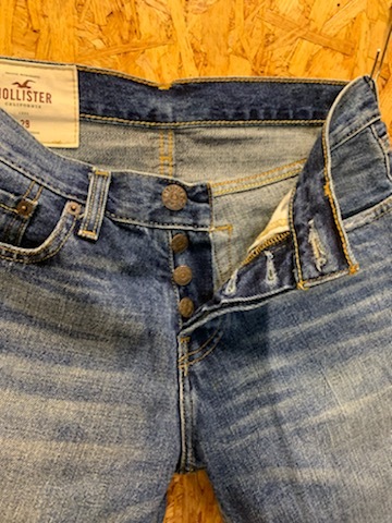 メンズ パンツ カットオフ ♪ HOLLISTER ホリスター ショート ショーツ ハーフ デニム 小さいサイズ FB921LP/ W28 レターパック発送可_画像9