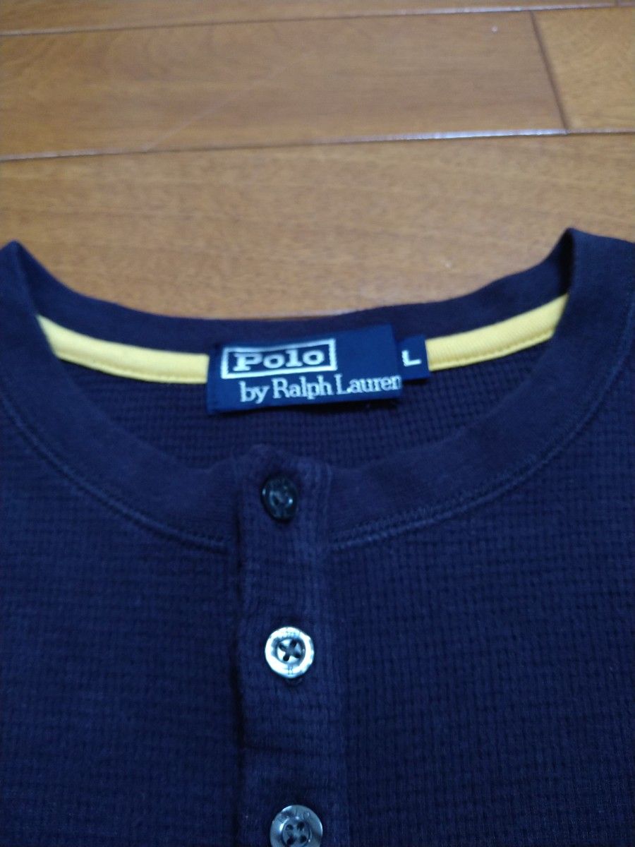 【美品】RRLネイビー 長袖ヘンリーネックXS ラルフローレン RALPH LAUREN ヘンリーネック 長袖Tシャツ