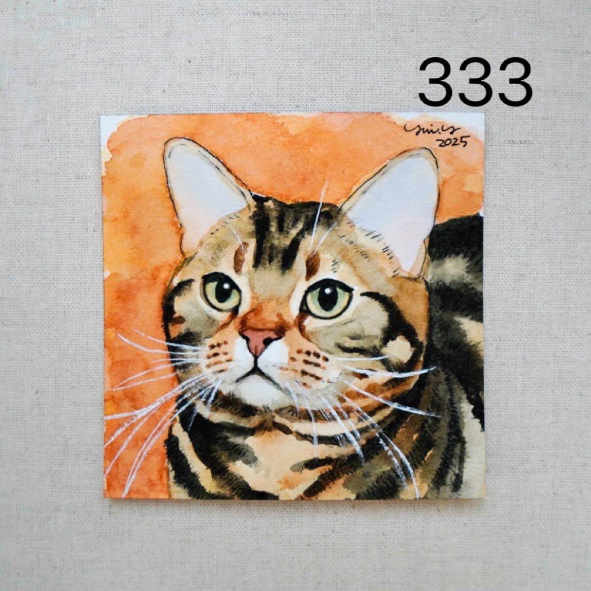猫 絵画 猫の絵 333 水彩画 原画 アメショー スクエア|Yahoo!フリマ(旧