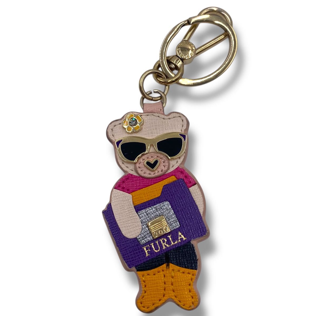 FURLA クマのキーホルダー FURLA フルラ キーホルダー キーリング クマ サングラス ライン