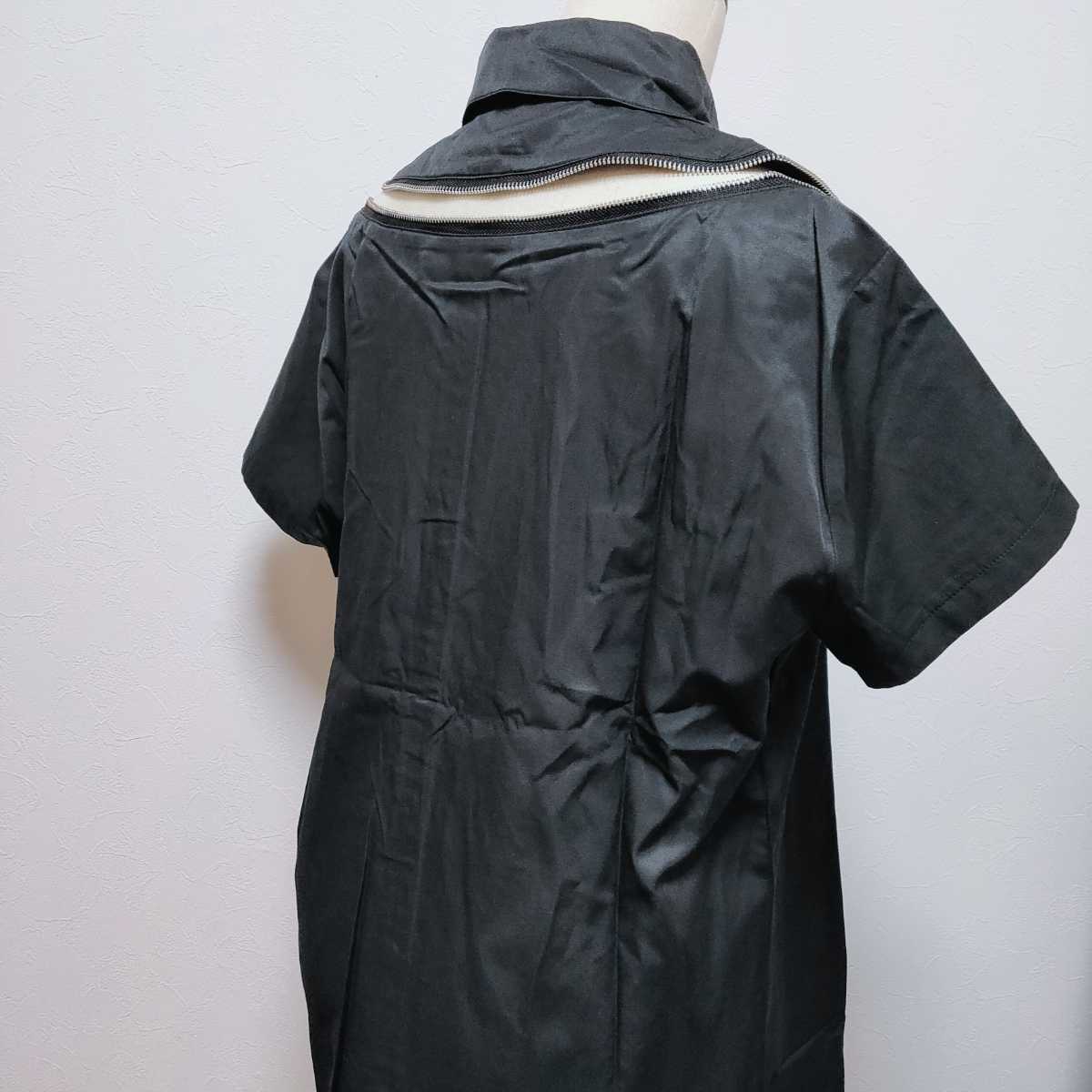 ロングジッパーシャツ ブラックフリーサイズ 韓国ファッション オルチャン