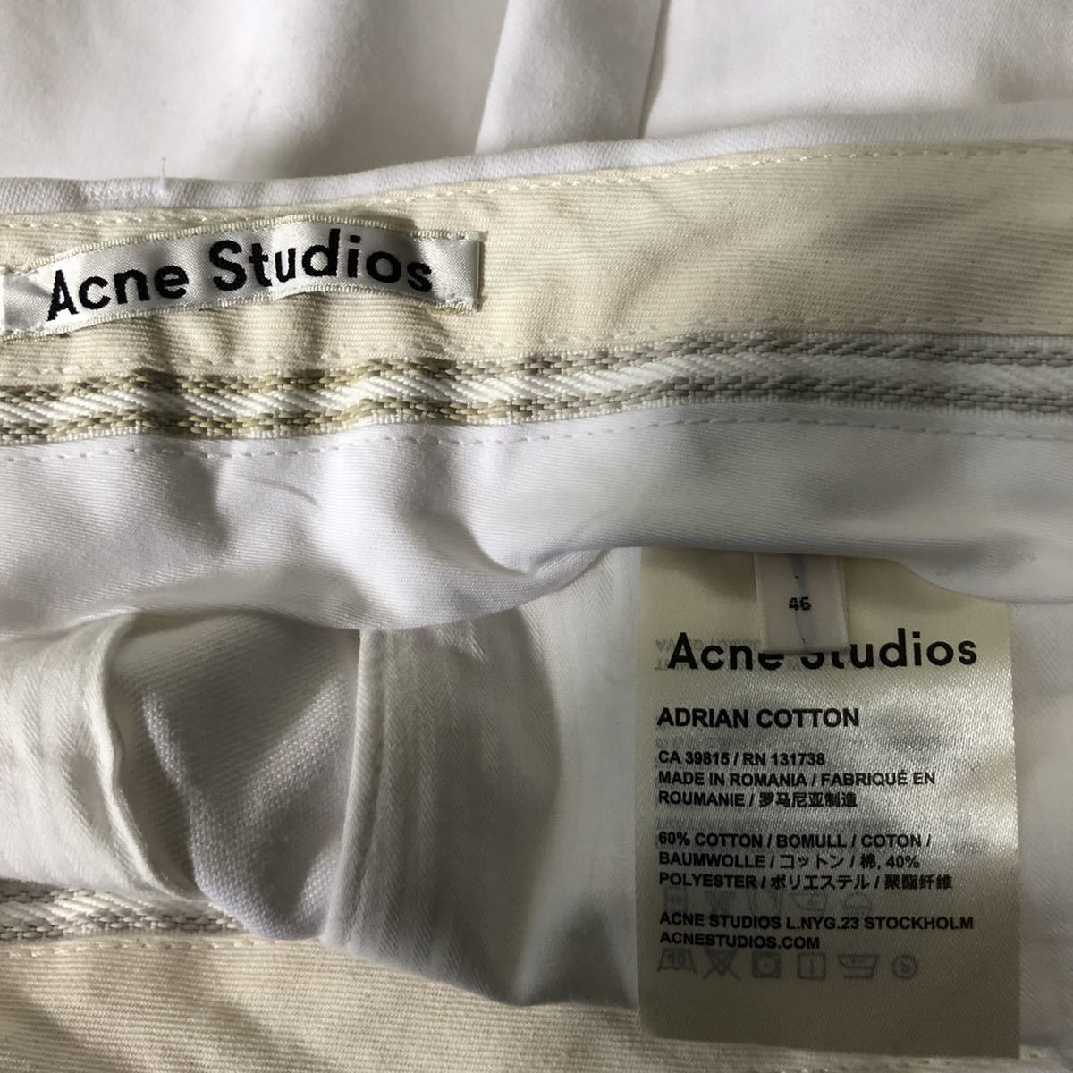 ACNE STUDIOS(アクネ ストゥディオズ) 純白のショートパンツ　ハーフパンツ_画像6