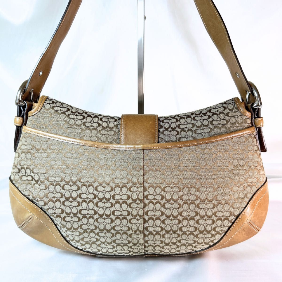 COACH コーチ ハンドバッグ ソーホー ミニシグネチャー ブラウン 美品 COACH コーチ ワンショルダーバッグ SOHO ソーホー ミニ