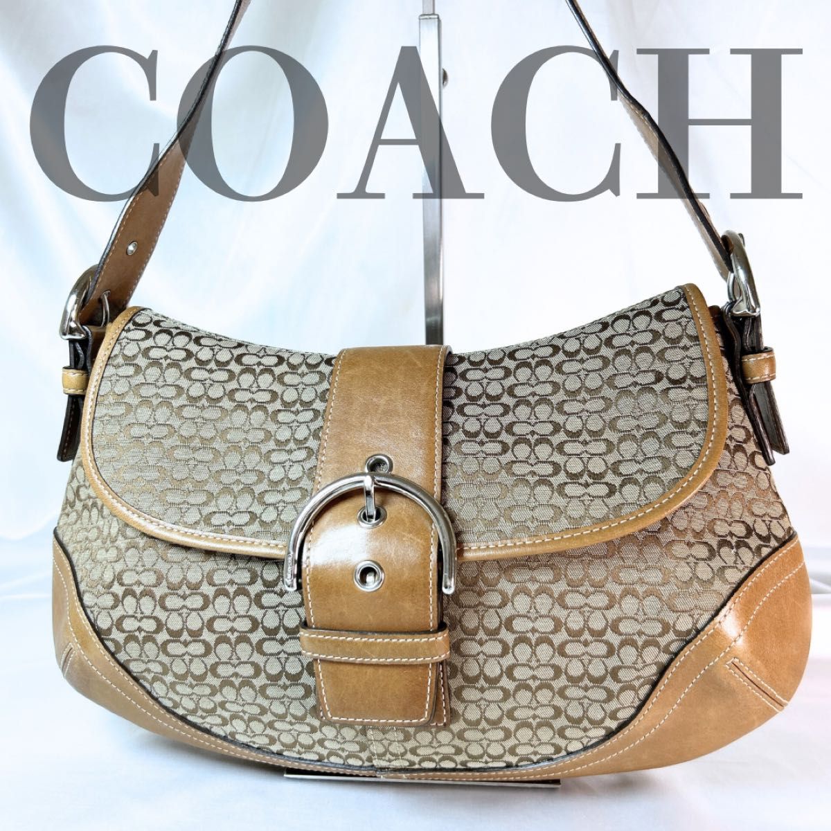 未使用級 COACH コーチ ソーホー ミニ ワンショルダーバッグ シグネチャー 美品 COACH コーチ ワンショルダーバッグ SOHO ソーホー ミニ