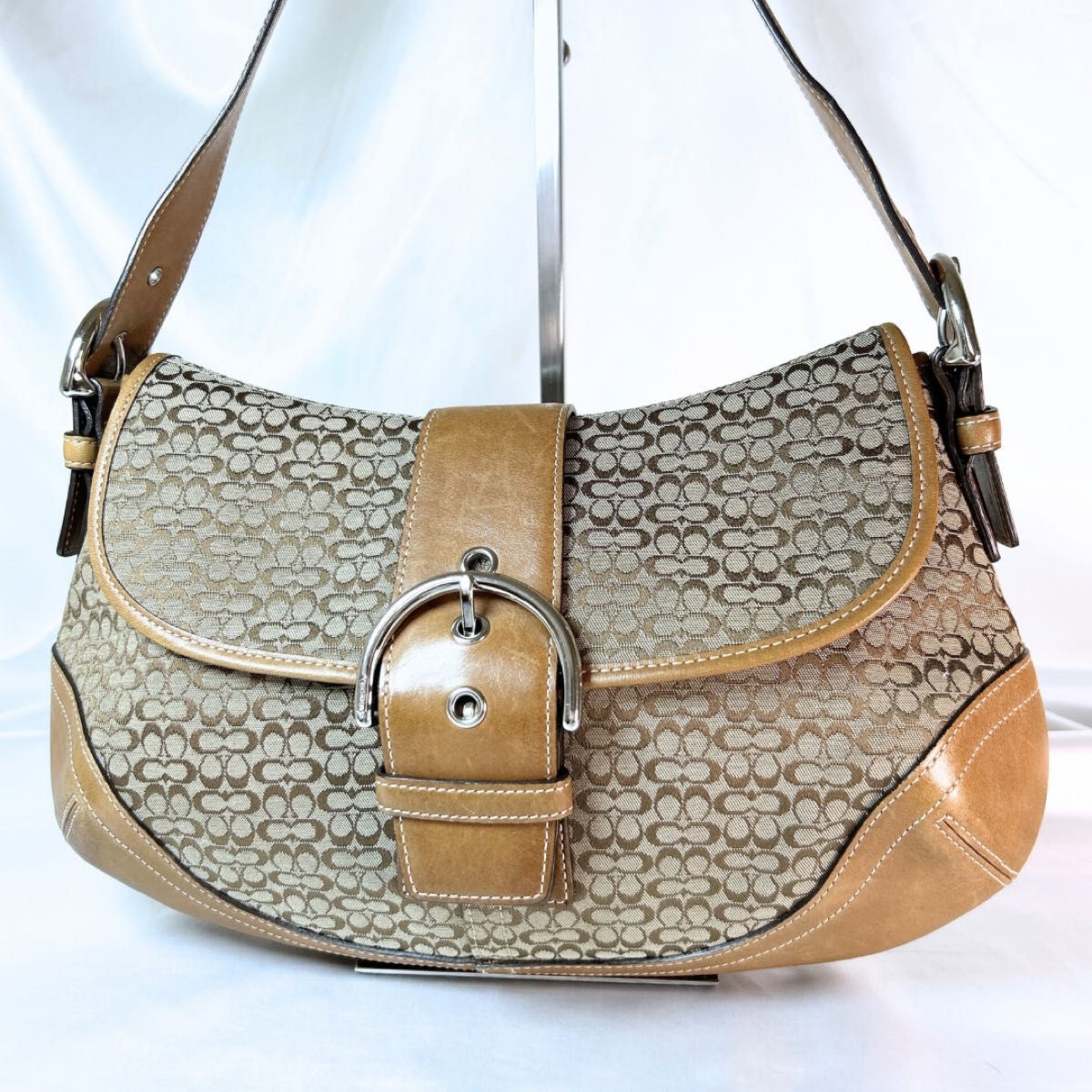 COACH コーチ シグネチャー ソーホーワンショルダーハンドバッグ ブラウン 美品 COACH コーチ ワンショルダーバッグ SOHO ソーホー ミニ