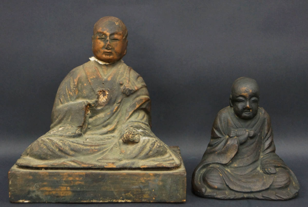 [Escape] Эдо период старой статуи Будды деревянная керамика 2 -цех