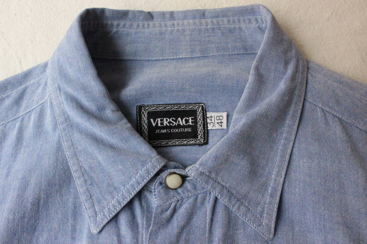 90s Versace Jeans Couture ヴェルサーチ オーバーサイズ ビッグポケット 長袖シャツ ライトブルー ビンテージ 古着 イタリア製 の商品詳細 日本のオークション ショッピングサイトの代理入札 購入 From Japan