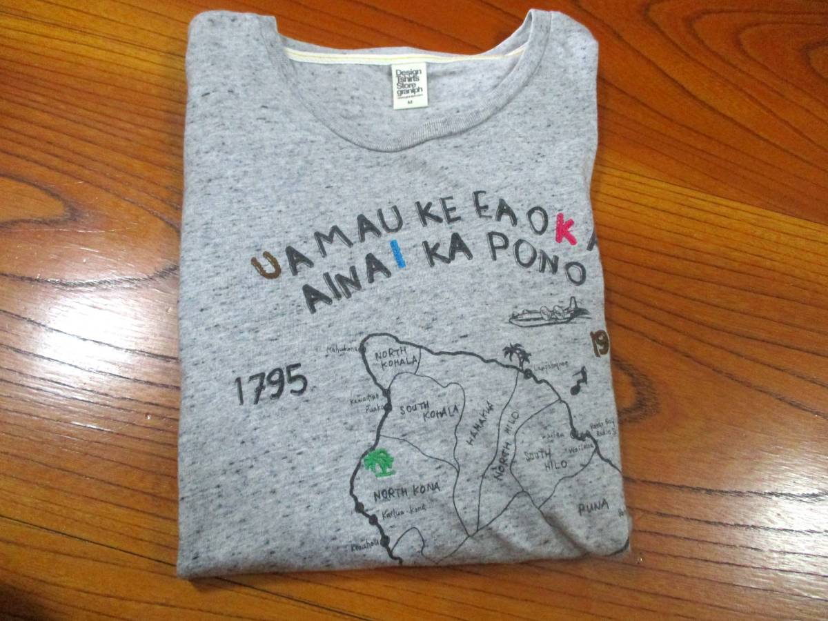 細目の男性お勧め！即決！グラニフ Design Tshirts Store graniph ハワイ刺繍プリントＴシャツ Msize表記_画像4