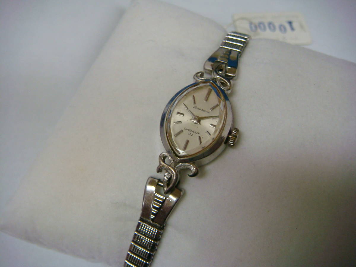 **980P[ античный ] Seiko солнечный 17 камень ручной завод наручные часы ( перемещение товар )**