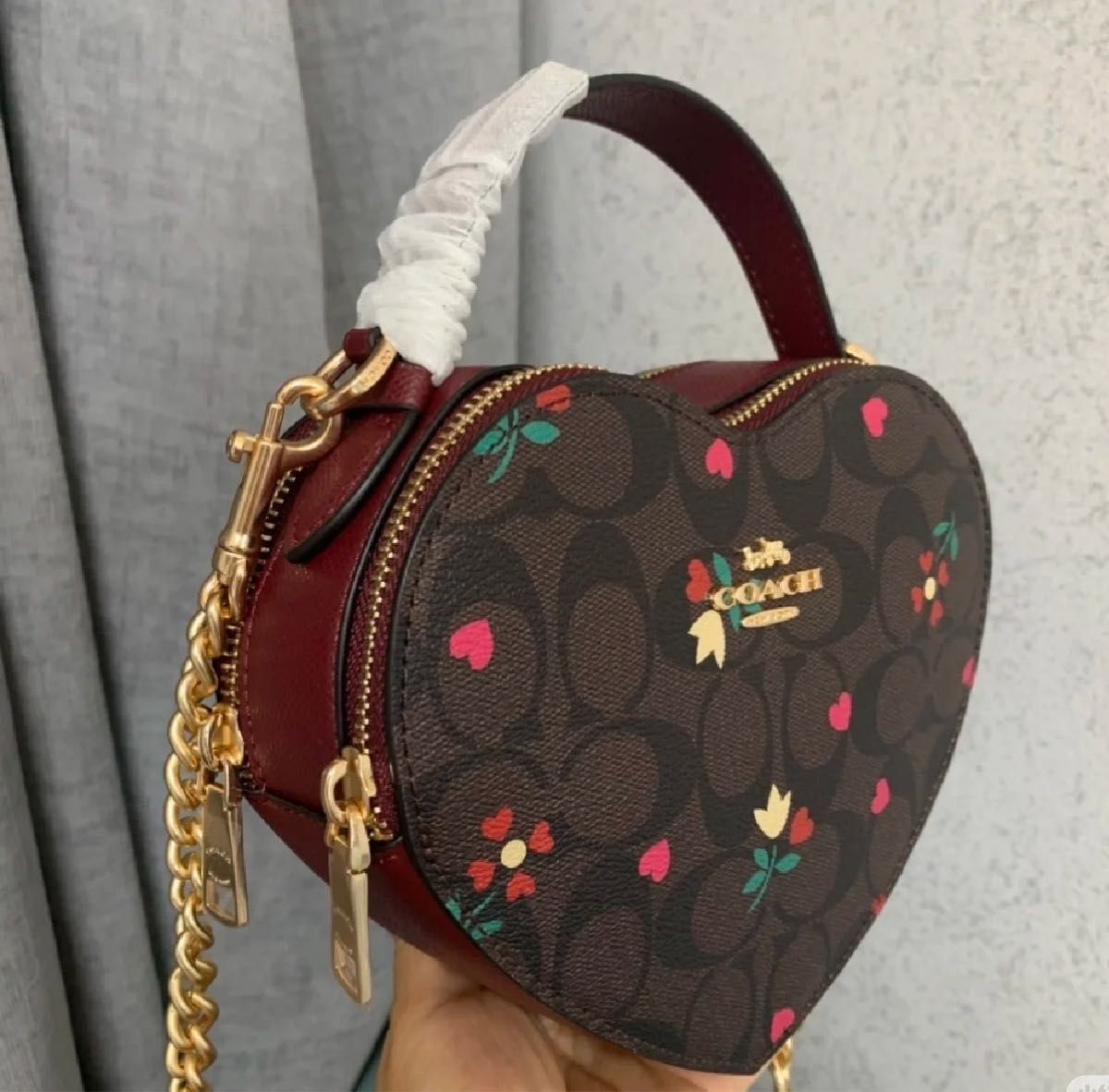 COACH ハートモチーフ ミニショルダーバッグ 5085 希少 COACH コーチ ハート型 ショルダーバッグ シグネチャー 花柄