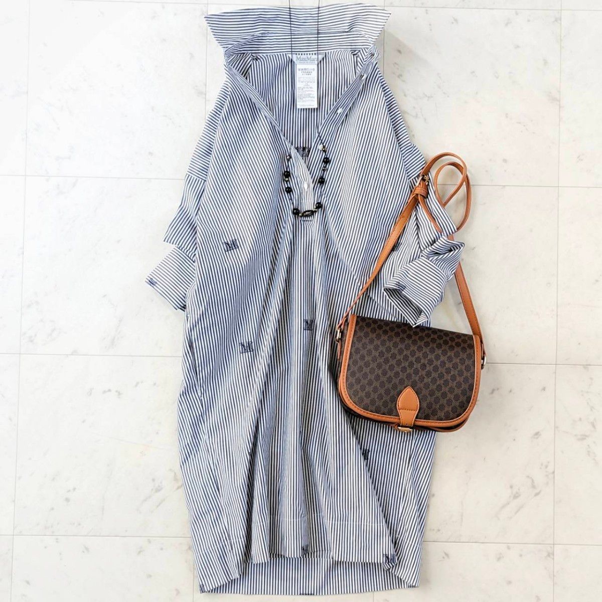 MAX MARA S ストライプ コットン ワンピース 未使用 白タグ マックスマーラMaxMara コットンストライプシャツ