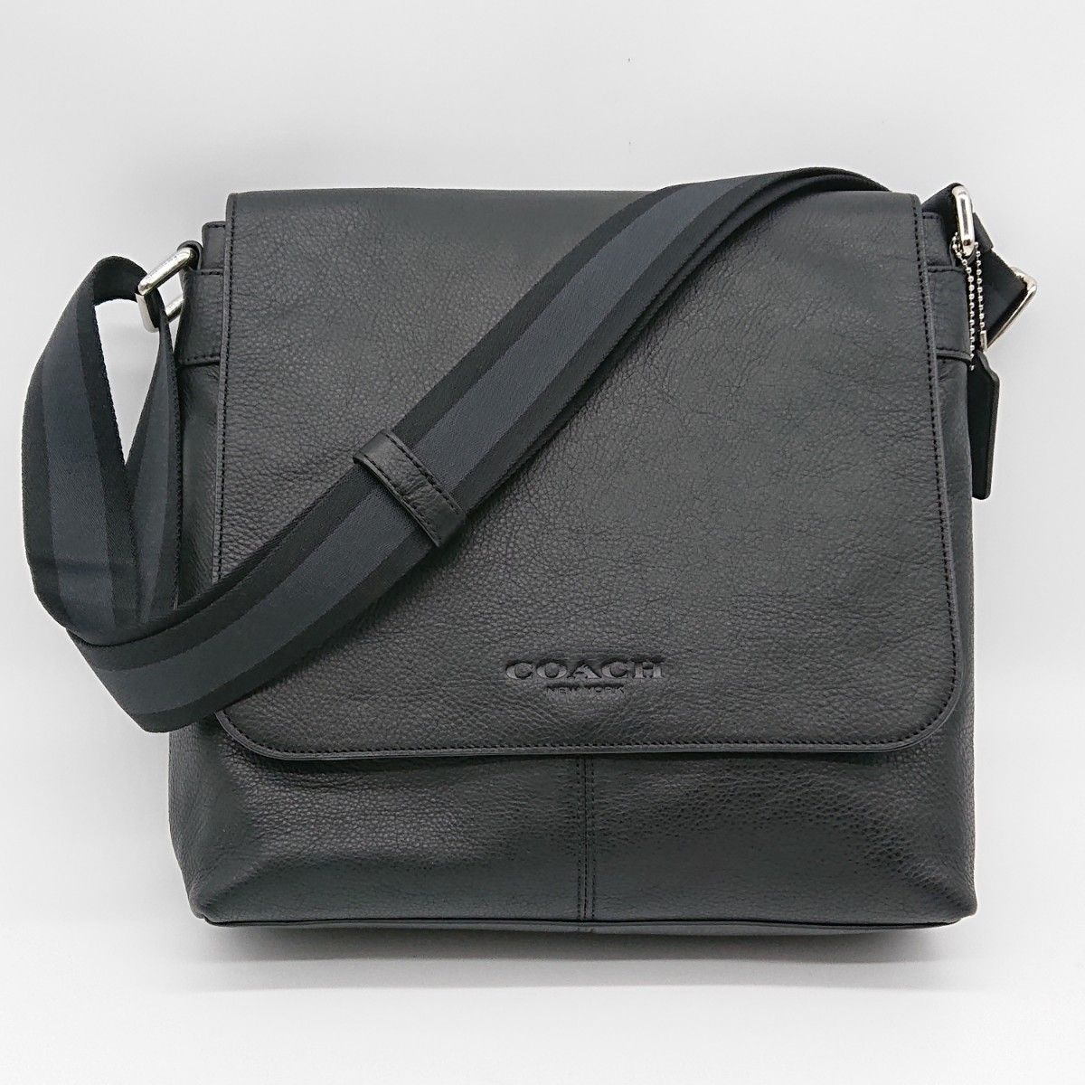 激美品 COACH メッセンジャー ブラック A4 大容量 斜め掛け レザー 黒 COACH メッセンジャー ショルダーバッグ 斜め掛け レザー