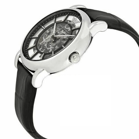 大人気 2年間保証 エンポリオアルマーニ 腕時計 メンズ 新品 EMPORIO ARMANI 機械式 自動巻き レザー ブラック シルバー AR1981