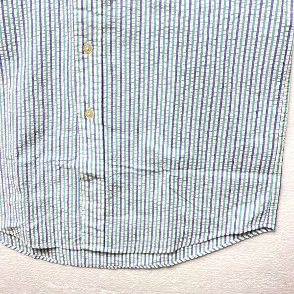 90's USA製 ランズエンド LANDS'END 半袖 チェック ボタンダウン シアサッカーシャツ (S) 90年代 アメリカ製 旧タグ オールド_画像5