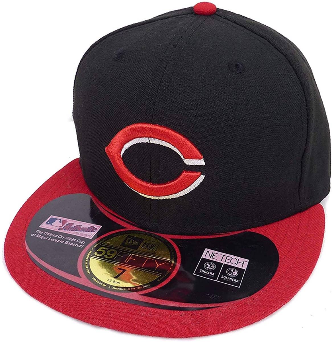 New Era ニューエラ MLB シンシナティ レッズ ベースボールキャップ（ブラック/レッドバイザー） (7 1/4 57.7cm) [並行輸入品] 野球帽