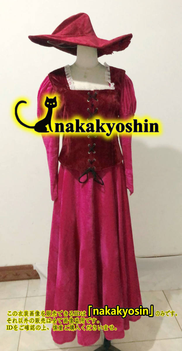 海外輸入 インボイス nakakyoshin出品●カリブの海賊 赤いドレスの女 スカートは4重●コスプレ衣装 ウィッグ、靴追加可 コスプレ衣装