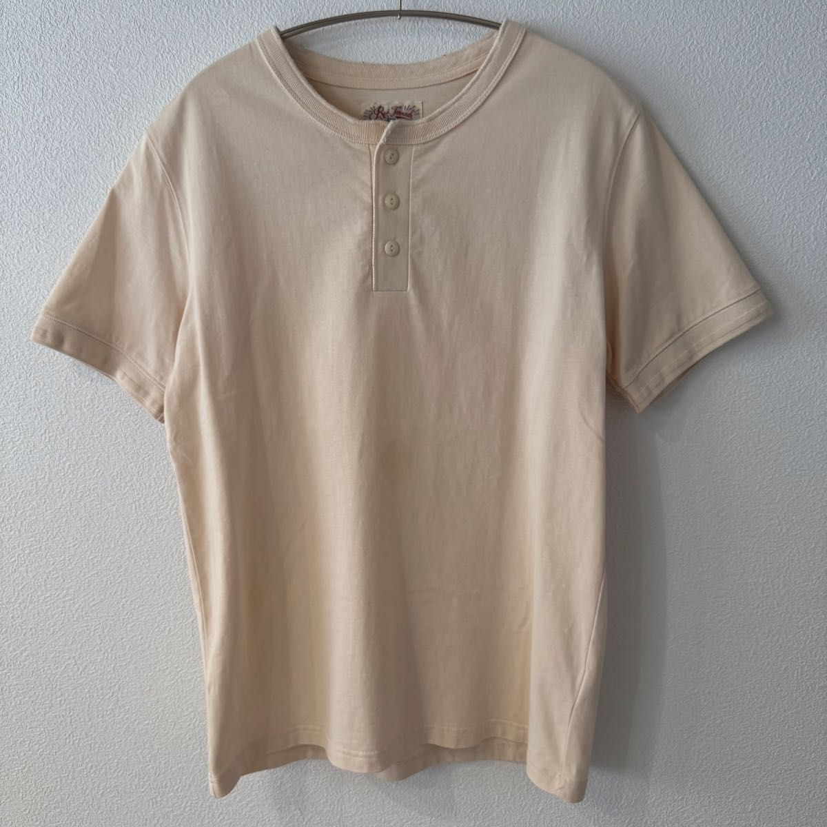 1960s フランス ヘンリーネック カットソー ビンテージ トレンドスタイル】ヘンリーネックTシャツ ベージュ