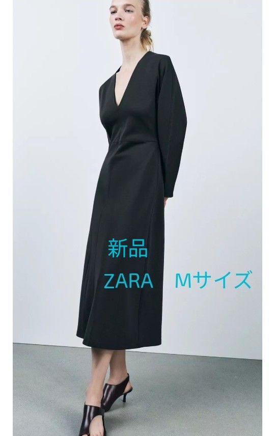 新作セール! Vネック ミディ丈 ワンピース ZARA Vネックミディ丈ワンピース|Yahoo!フリマ(旧PayPayフリマ)