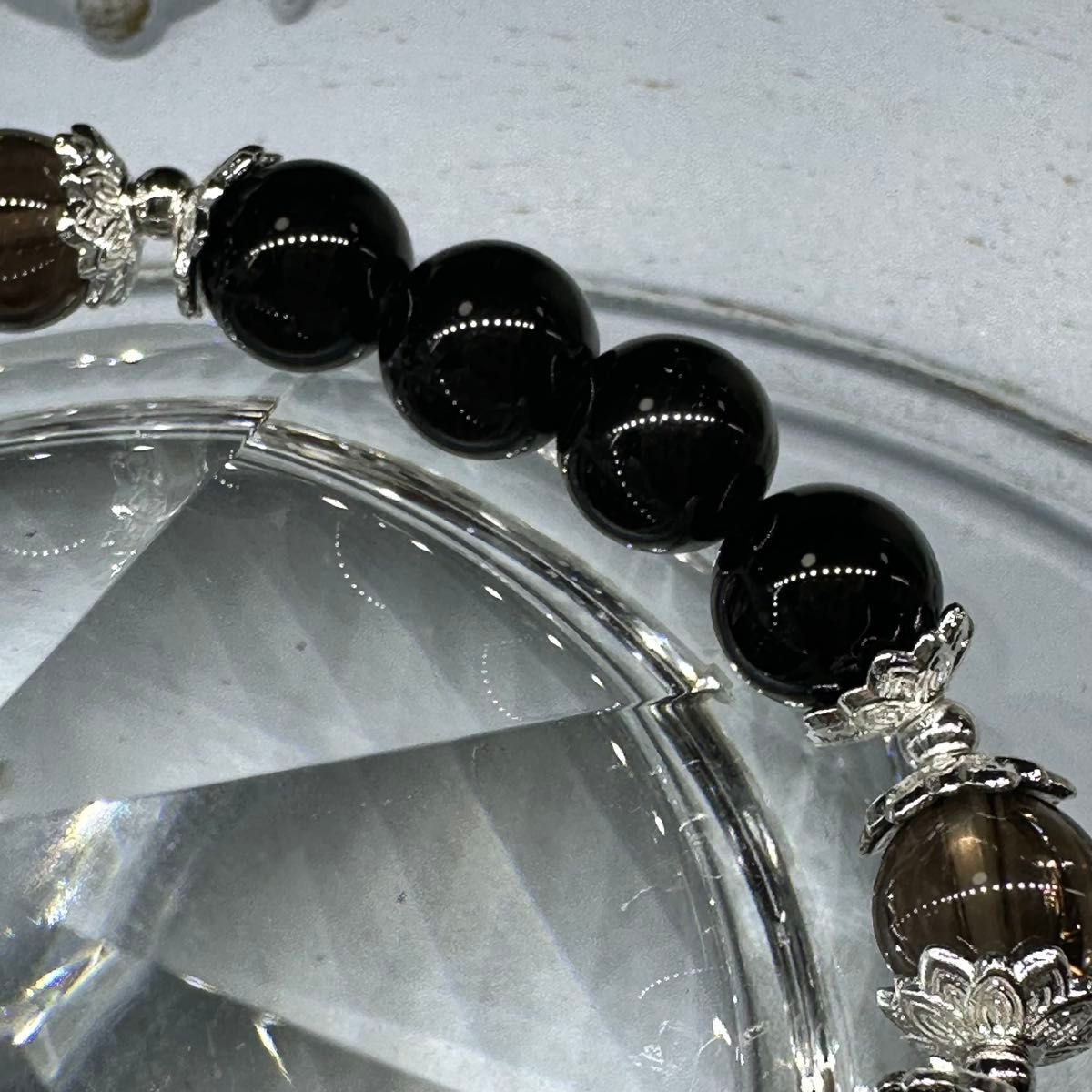 オニキス スモーキークォーツ 水晶 天然石 デザインブレスレット