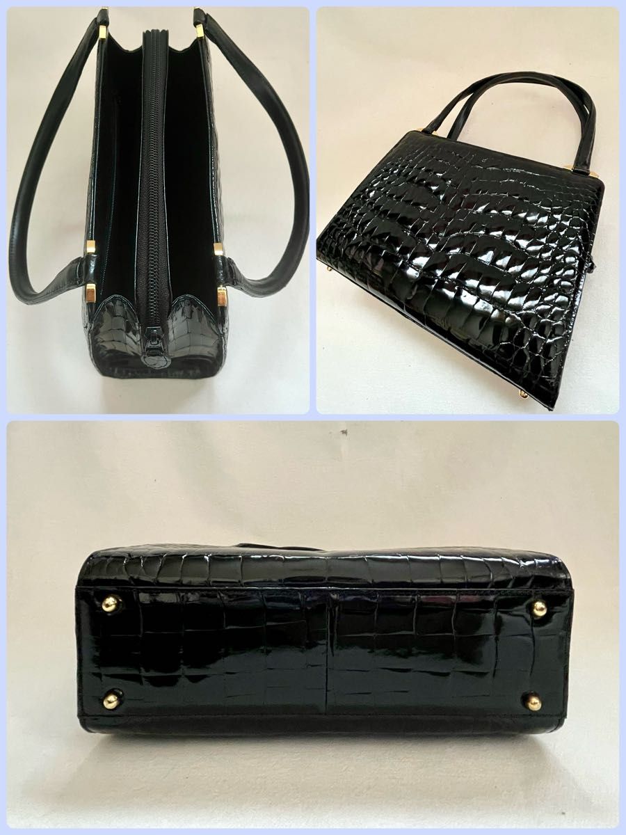 【未使用品】JRA認定/クロコダイルレザー/シャイニングクロコ /ハンドバッグ JRA認定 シャイニングクロコ 東京クロコダイル ハンドバッグ 極