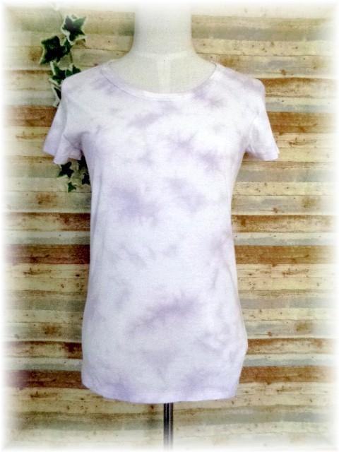 BACK NUMBER short sleeves T-shirt M white × purple aperture stop dyeing 