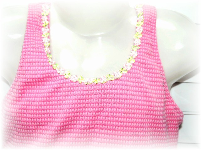 クリエイトファッション お花のレース飾り セパレート水着 スカートセット 130cm ピンク 凹凸生地の画像4