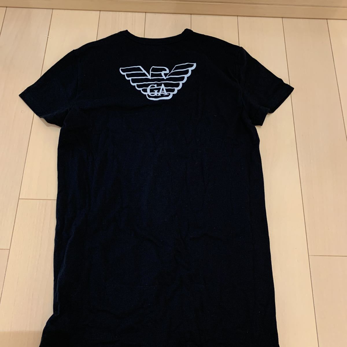 送料無料 未使用 EMPORIO ARMANI 半袖VネックTシャツ Sサイズ ブラック　GA ロゴ エンポリオ アルマーニ