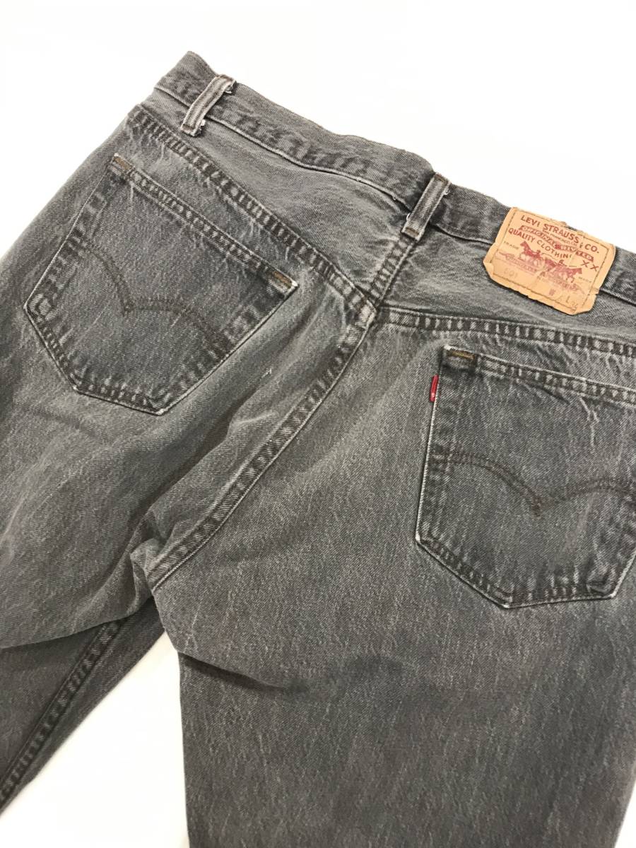 古着 550 W36 デニム パンツ ビンテージ 80 70 60 USA vintage リーバイス Levi's ジーンズ 501 ブラック ダメージ ヒゲ _画像8