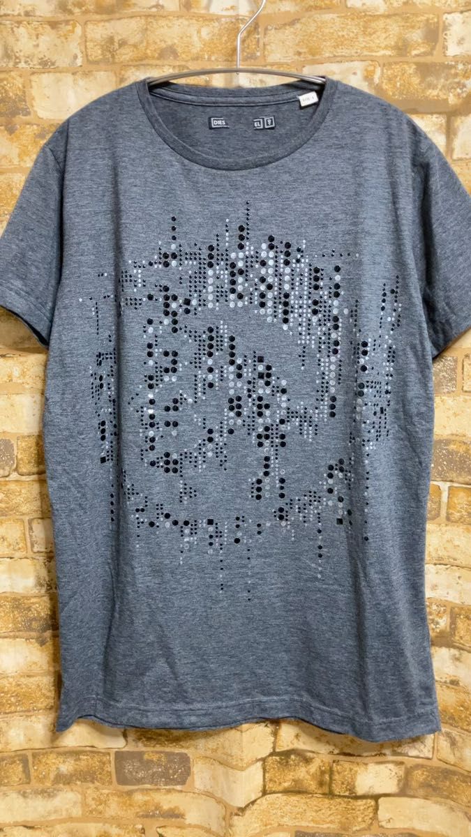 used DIESEL ディーゼル ブレイブマン 半袖Tシャツ 海外サイズL グレー メンズ 薄っすら毛玉有り