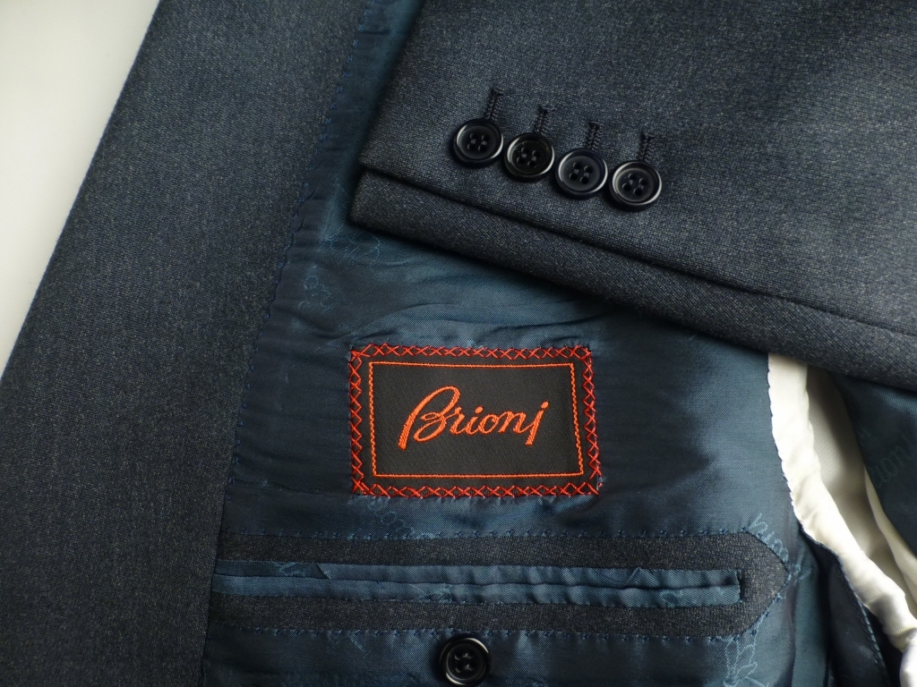Brioni ブリオーニ スーツ 56C位 美品 170恰幅良 グレー/モスグリーン キングサイズ