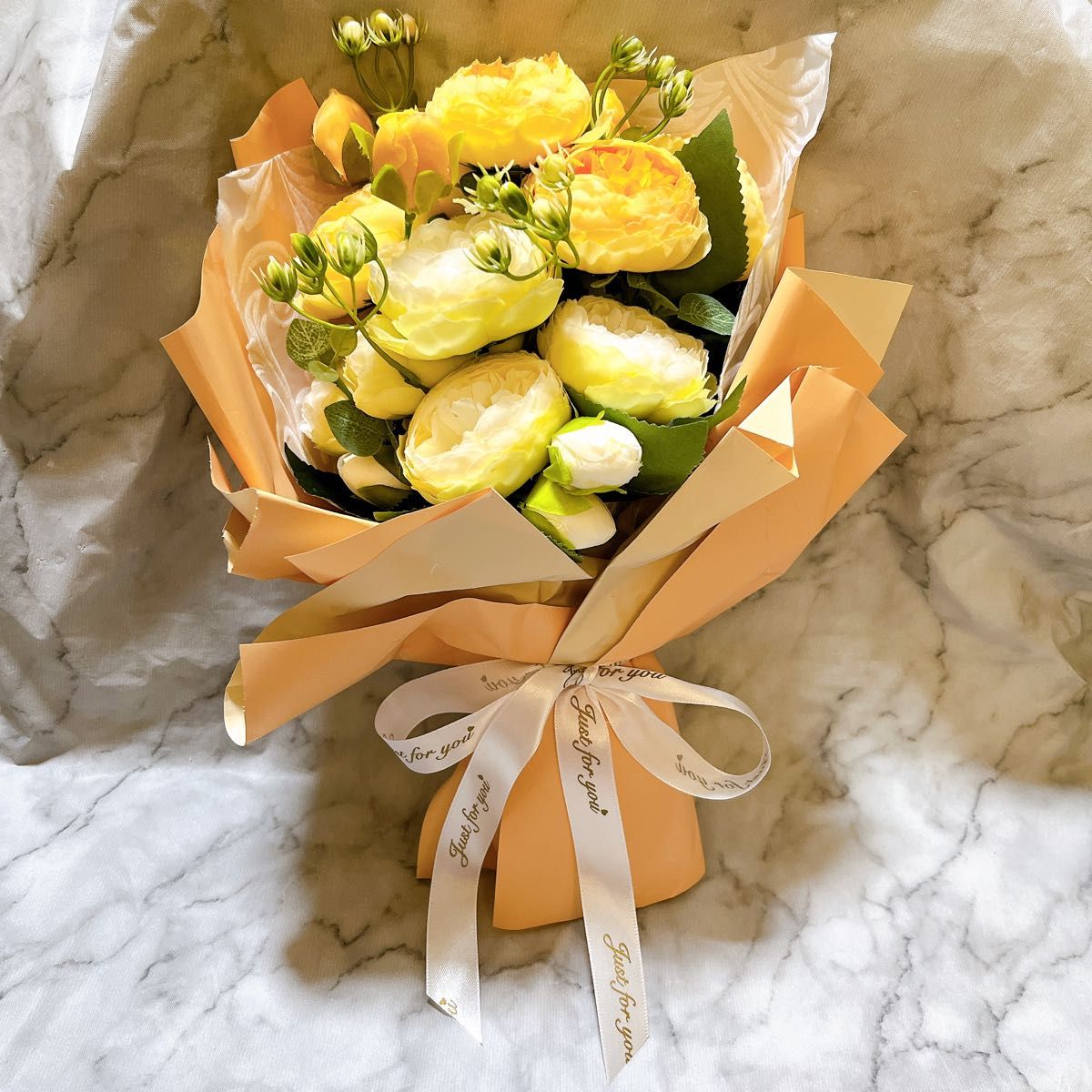 ベーシックギフト 花束 白とオレンジ プレゼント インテリア 花ZIUNKJEK ベーシックギフト 花束 白とオレンジ プレゼント インテリア 花