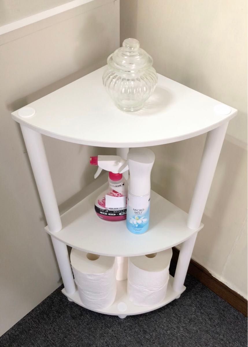 コーナーラック3段 システムラック 隙間ラック 収納ラック CN3 AW トイレラック 玄関ラック ルーターラック