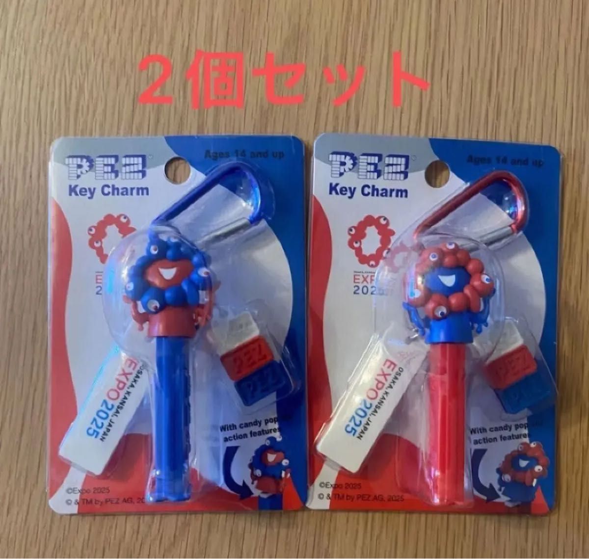 万博 2025 ミャクミャクpez カラビナ付き キーホルダー 大阪万博 ミャクミャク PEZ ペッツ カラビナ キーホルダー 2個