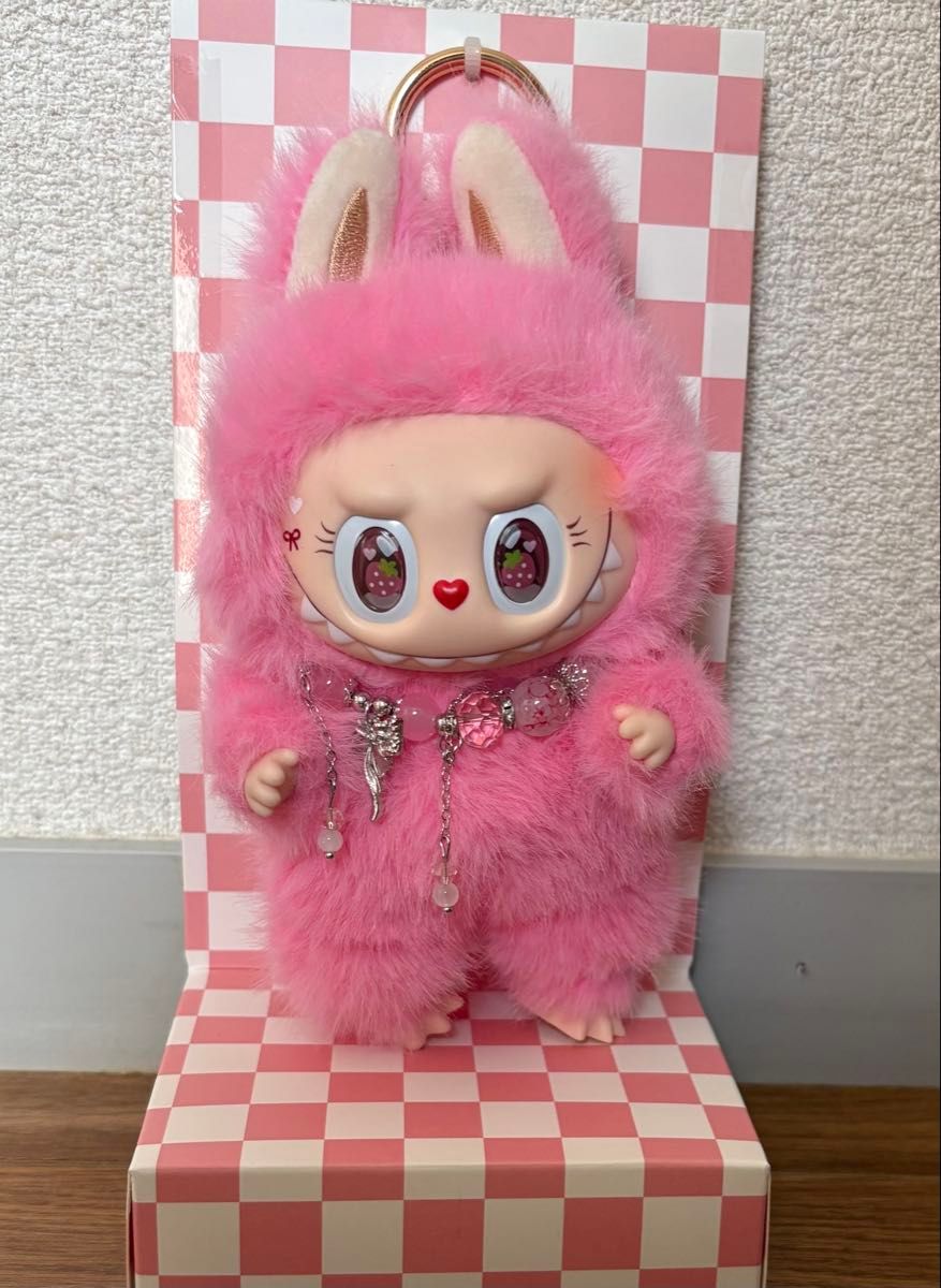 ZIMOMO ジモモ ふわふわぬいぐるみ LABUBU ピンク いちご 新作 ZIMOMO ジモモ ふわふわぬいぐるみ LABUBU 新いちごピンク