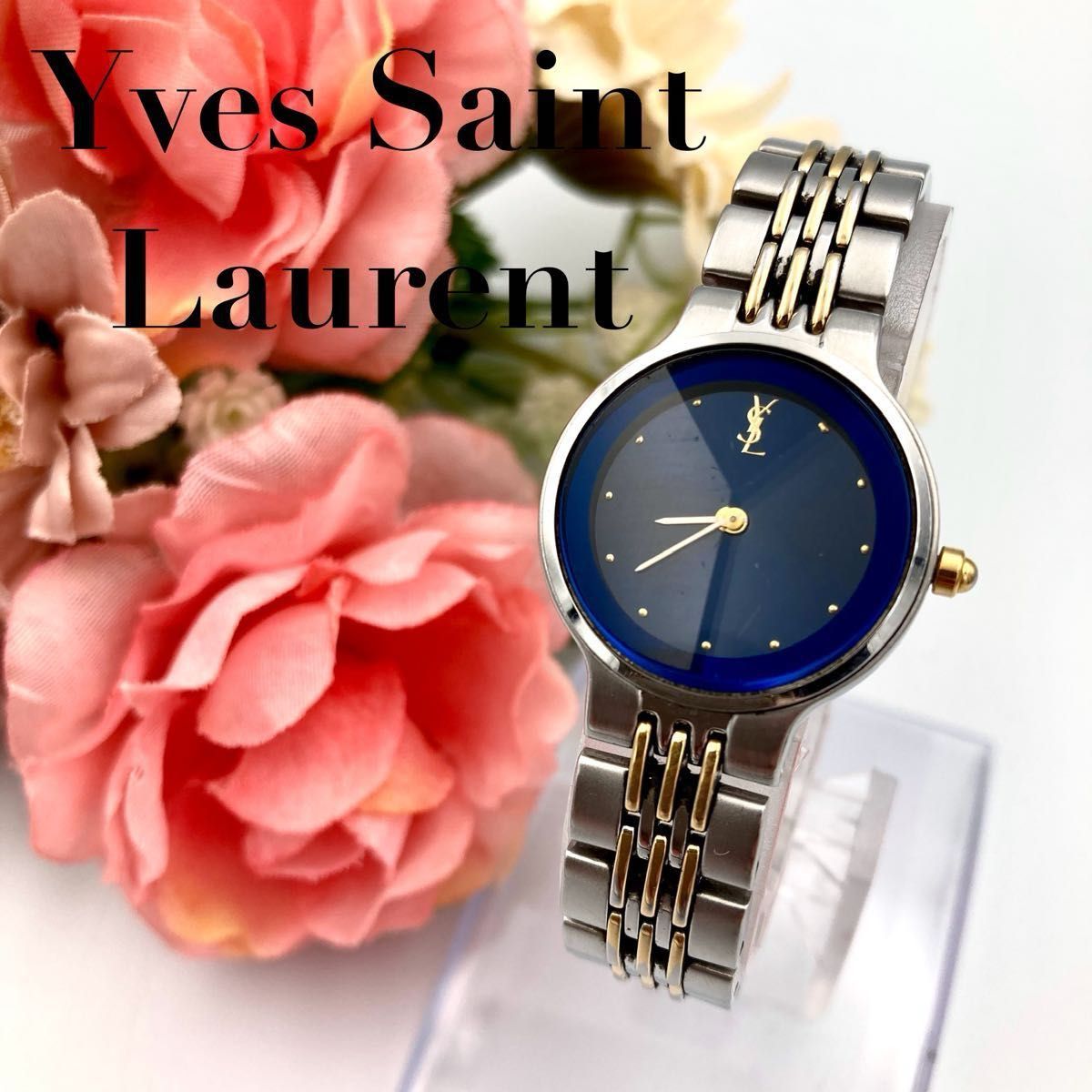 イヴサンローラン YSL ラウンド ヴィンテージ 腕時計 クオーツ ブラック 新品電池 Yves Saint Laurent イヴサンローラン 腕時計 クォーツ