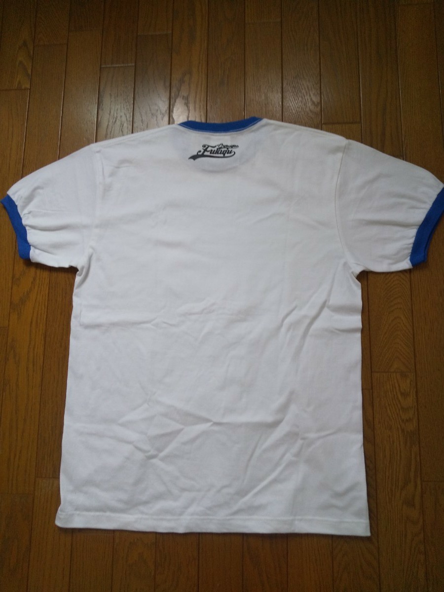 激得セール。オリジナルプリントT-シャツ　トリムTシャツ　ホワイト/ブルー　XL