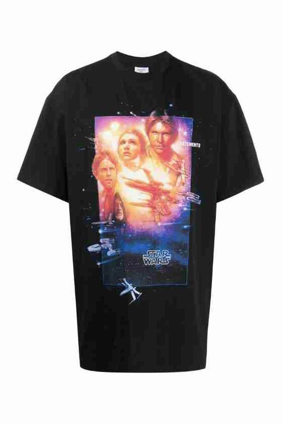 正規限定 新品 20SS VETEMENTS ヴェトモン STAR WARS スターウォーズ MOVIE POSTER 2 オーバーサイズ Tシャツ 黒 M USW21TS007_画像1