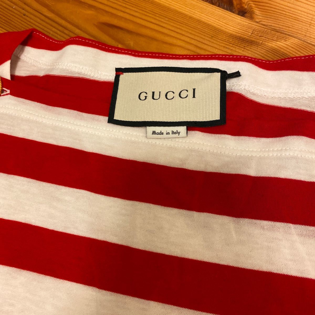 GUCCI☆グッチ☆19SSコレクションモデル!!ボーダーデザイン!!レッド＆アイボリーカットソー美品試着程度!!