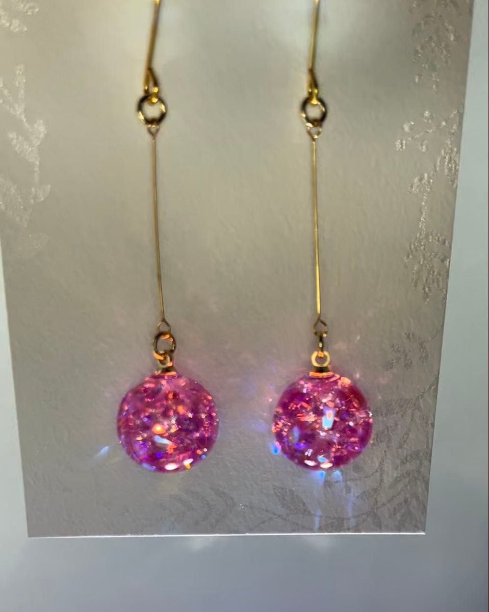 希少 スワロフスキー ローズAB 2X ピアス イヤリング ハンドメイド