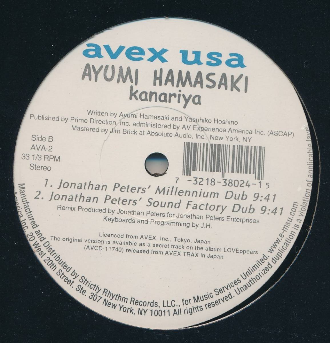  Hamasaki Ayumi /AYUMI HAMASAKI/Kanariya Jonathan Peters/US record / unopened 12 -inch!!2190