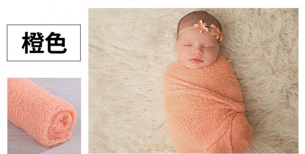 新生児 赤ちゃん ベビー ニューボーンフォト ニット コットン ベビーラップ 伸縮 お包み おくるみ 40x150cm 記念撮影 橙色 オレンジ