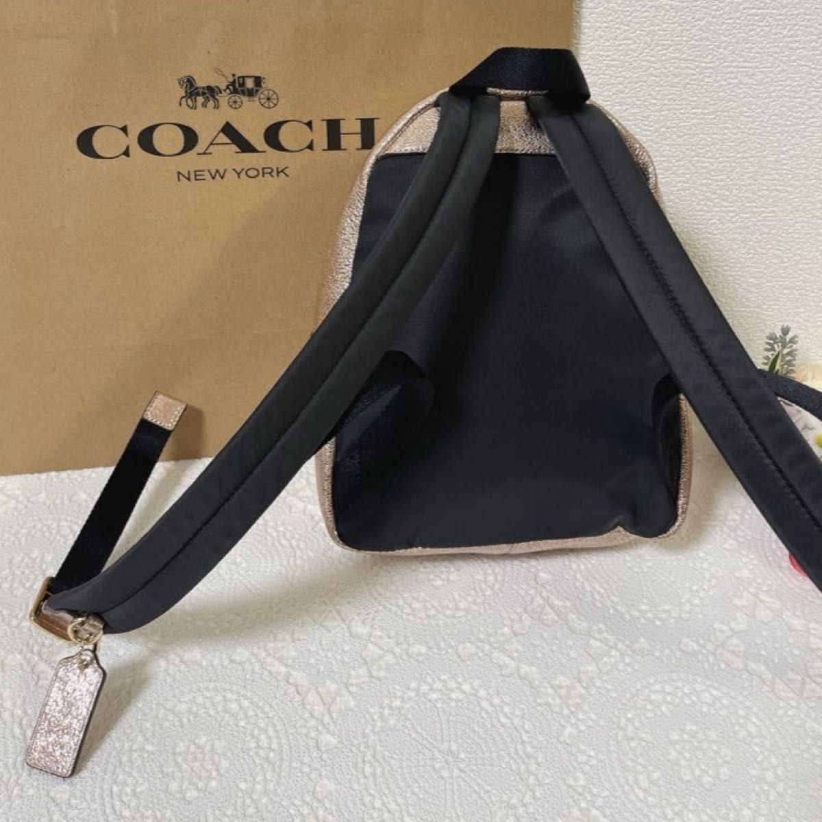 ✨美品✨コーチ ミニチャーリー リュック シュリンクレザー ブラック COACH コーチ リュックサック バックパック メタリック レザー
