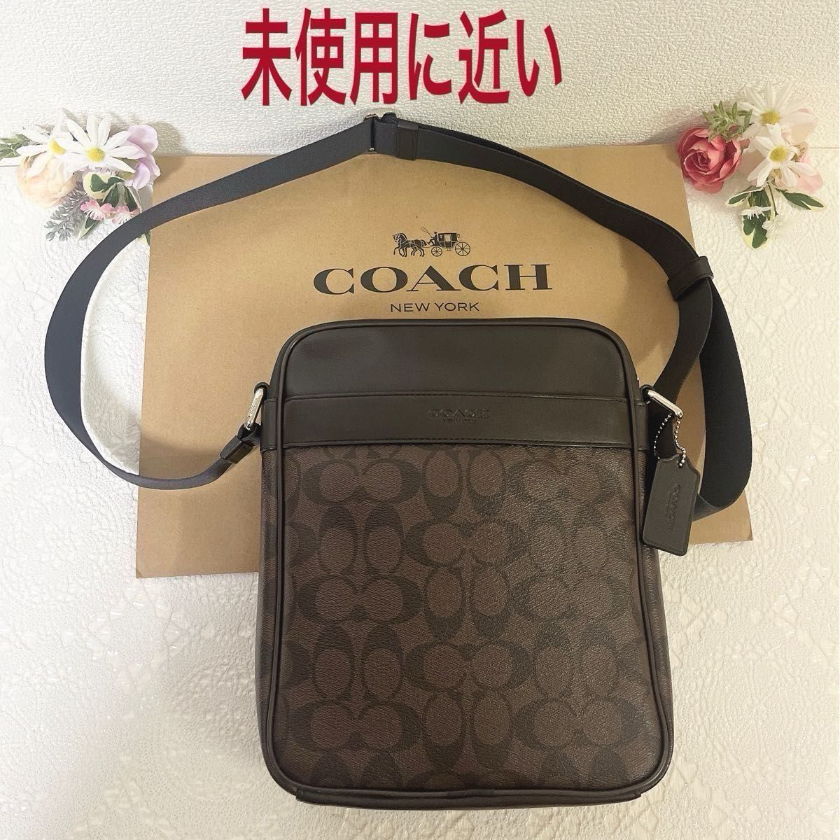 美品 COACH コーチ シグネチャー ブラック ショルダーバッグ 斜め掛け COACH コーチ ショルダーバッグ シグネチャー 斜め掛け ブラック