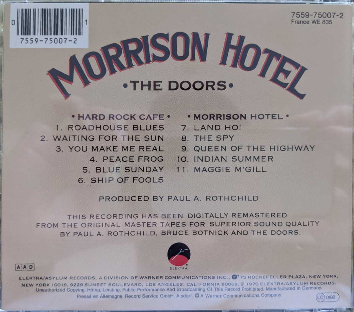 Y2-9[ быстрое решение ]The Doors / Morrison Hotel / 075597500721 / The * дверь z/molison* отель 