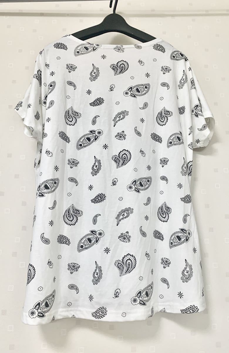 ESP直営店 ペイズリー柄 ゆったりTシャツ ３Ｌ 白 ポケット 10オフクーポン-ファッション,メンズファッション - ekumudini.com