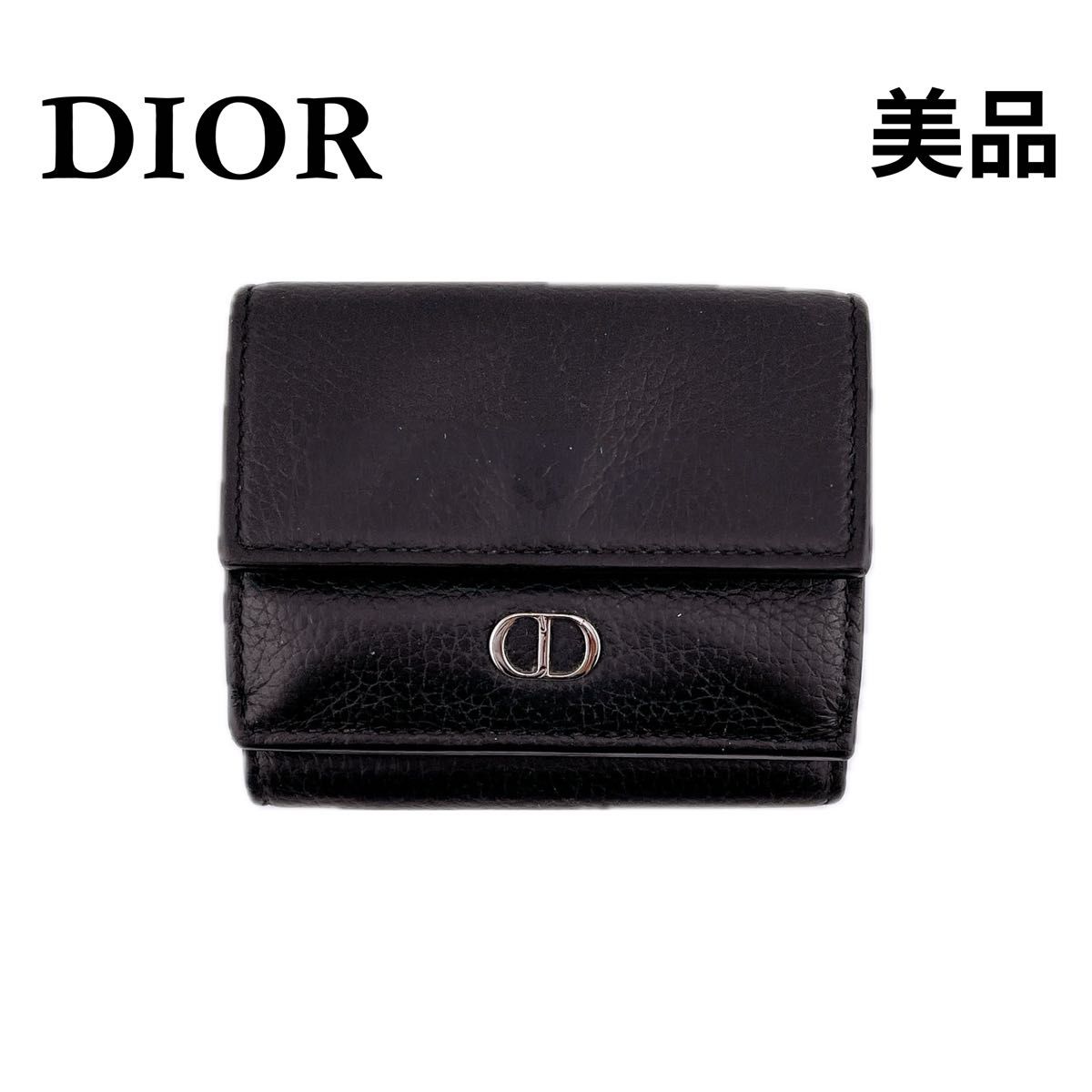 ギフトに◎【ディオール】三つ折り財布 Dモチーフ コンパクト ディオール Dior 三つ折り財布 コンパクトウォレット カーフ