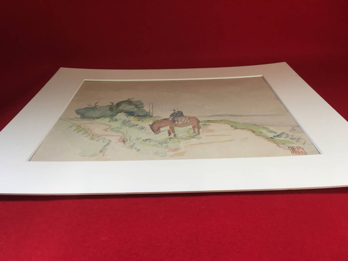 *[ excellent article .]* pine . left capital left capital landscape painting watercolor painting animal picture pencil sketch autograph te sun .... frame for picture old . red .. Showa Retro used rare article 1 point thing 