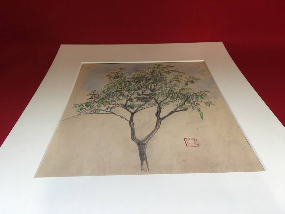 *[ excellent article .]* pine . left capital left capital landscape painting watercolor painting landscape painting pencil sketch autograph te sun .... frame for picture old . red .. Showa Retro used rare article 1 point thing 