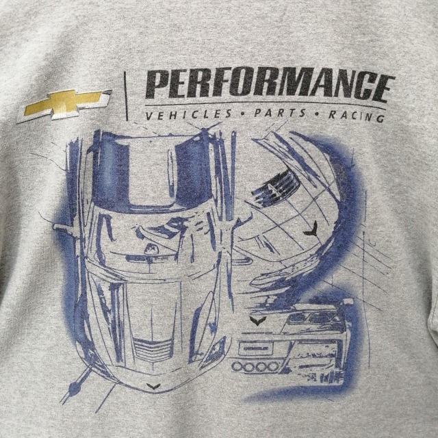 GILDAN製　CHEVROLET PERFORMANCE　前後プリントTシャツ XL GRAY_画像2